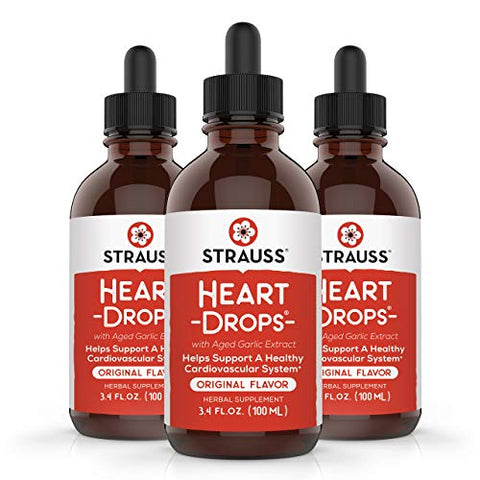 Strauss Heartdrops - Strauss Naturals Heartdrops – Suplemento Herbal para o Coração com Visco Europeu e Extratos de Alho Envelhecido, Frasco de 100 ml, Sabor Original; Vegano, Não-OGM, Fonte Natural