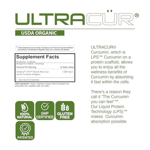 UltraCur - Curcuma Orgânica Certificada pelo USDA – LPS™ – A Curcuma que Você Pode Sentir!™ Tecnologia Patenteada nos EUA – 70%% das Pessoas Sentem uma Diferença Significativa em Uma Semana, 50%% em 24 Horas!