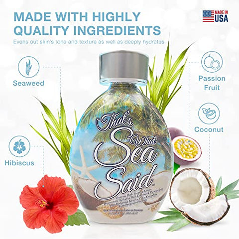 DARK TANS EXCLUSIVE - Acelerador de Bronzeamento That’s What Sea Said – Para Camas de Bronzeamento Internas e Banhos de Sol ao Ar Livre – Seguro para Rosto, Corpo e Tatuagens – Com Óleo de Coco – Sem Bronzer