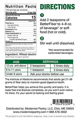 Modernist Pantry - BetterFiber – Suplemento de Fibra Prebiótica [100% Equivalente Genérico da Marca Líder] ⊘ Sem OGM Sem Glúten Vegano OU Certificado Kosher – 500g (125 Porções)