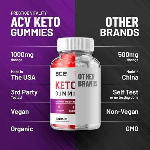 Indelo - (3 Pacotes) Gomas Ace Keto ACV – Fórmula Avançada Ace Keto Plus ACV Gummies Vinagre de Maçã Ace ACV, Gerenciamento de Peso, Suplemento Dietético Avaliações Homens Mulheres (180 Gomas)