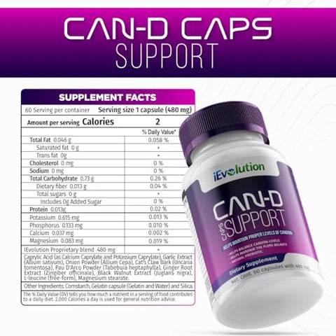 iEvolution - Can-D Caps Controle Avançado de Candida: Imunidade – Suplemento de Controle Avançado de Candida Can-D Caps: Imunidade