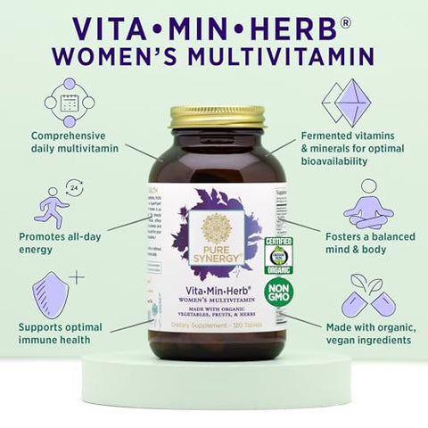 Vita·Min·Herb para Mulheres | Multivitamínico Completo para Mulheres | Feito com Alimentos Orgânicos Integrais Não-OGM | 100% Natural - PURE SYNERGY