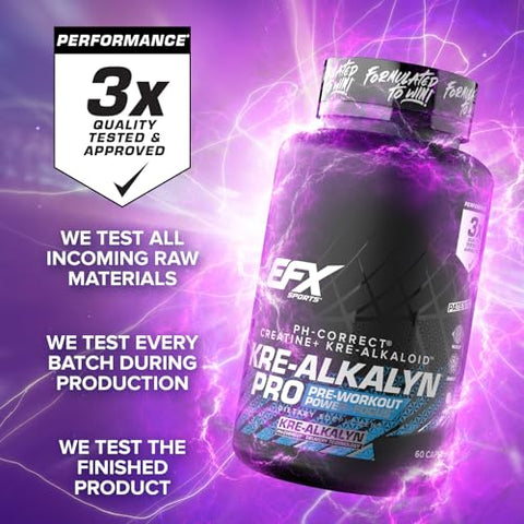 Kre-Alkalyn Pro | Creatina Monohidratada em Cápsulas pH Correto | Pré-treino para Construção Muscular Masculina - EFX Sports
