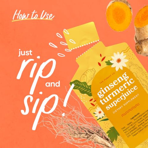 THE PUREST CO - Ginseng Turmeric SUPERJUICE X 30 SACHÊS – 1 Mês de Fornecimento | Bebida Herbal de Ginseng e Cúrcuma para Saúde
