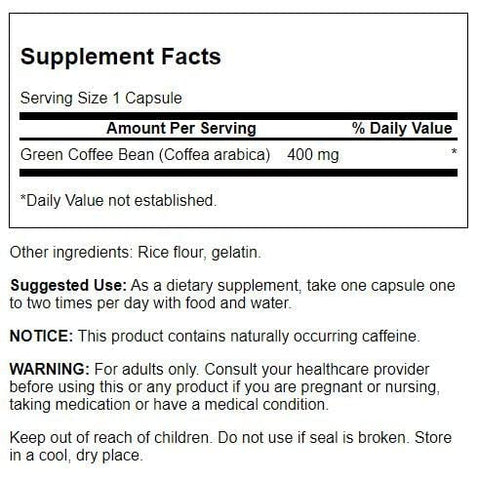 Café Verde em Cápsulas 400mg – 60 Unidades (Pacote com 4) - Swanson