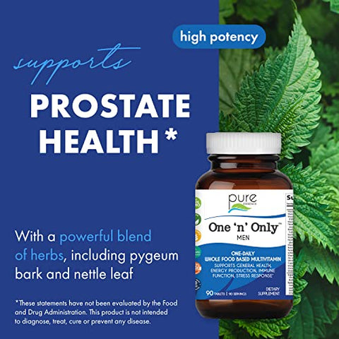 One N Only Multivitamínico para Homens, Suplemento Herbal Natural Diário com Vitamina D3, B12 e Biotina com Alimentos Integrais, 90 Comprimidos - PURE ESSENCE LABS