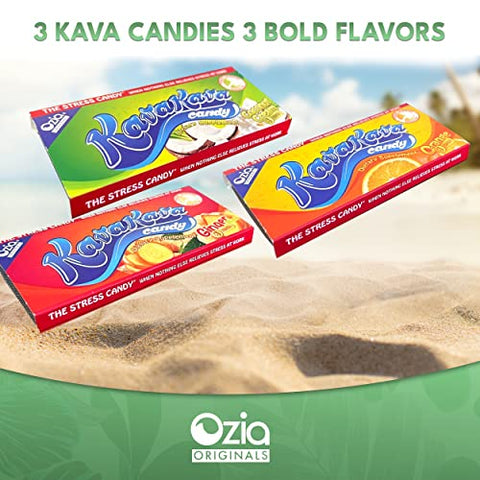 Kava Kava Candy – 8 Balas de Kava por Embalagem, Suplemento Relaxante de Extrato de Kava, Pílula Natural de Raiz de Kava para Alívio do Estresse, Estimula o Bom Humor – Creme de Coco - Ozia Originals