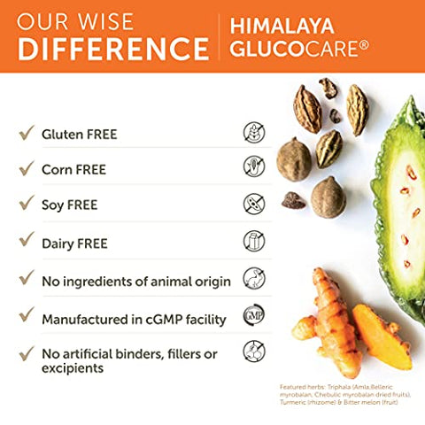 GlucoCare: Suporte Metabólico e Pancreático, Triphala, Melão Amargo, Cúrcuma, Sem Glúten, Vegano, 180 Cápsulas, Fornecimento de 90 Dias - Himalaya