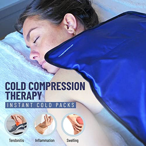 Glacial Comfort - Gel Ice Pack Reutilizável para Lesões – Almofadas Frias (15″ x 11″) para Dor nas Costas, Quadril, Joelho, Ombro, Distensões Musculares, Enxaqueca