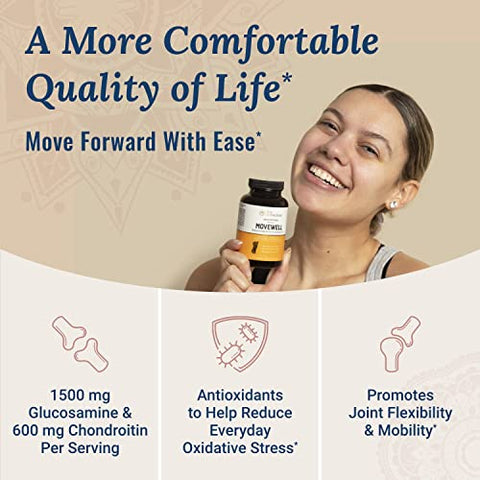 Live Conscious - MoveWell by LiveConscious – Glucosamina Condroitina com MSM, Ácido Hialurônico e Mais | Suplemento para Saúde das Articulações (2-Pack)
