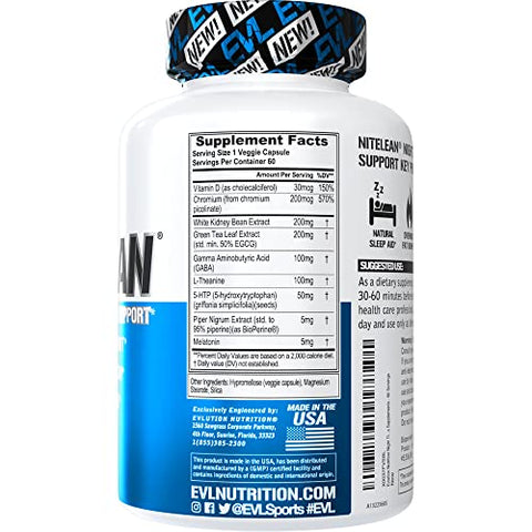 Nutrition Night Time Fat Burner Support – Pílulas de Suporte para Queima de Gordura Noturna com Chá Verde Termogênico e Extrato de Feijão Branco – Pílulas para Dieta que Auxiliam no Sono e Perda de Peso - Evlution