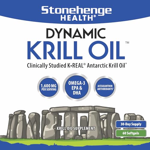 Ômega-3 EPA, DHA, Fosfolipídios de Absorção Superior 1.600 mg (Triplo Forte) Óleo de Krill Dinâmico do Oceano Antártico – Marca Stonehenge Health - Stonehenge Health