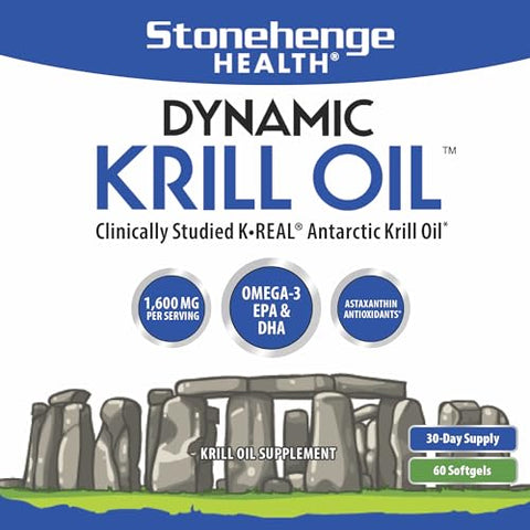 Ômega-3 EPA, DHA, Fosfolipídios de Absorção Superior 1.600 mg (Triplo Forte) Óleo de Krill Dinâmico do Oceano Antártico – Marca Stonehenge Health - Stonehenge Health