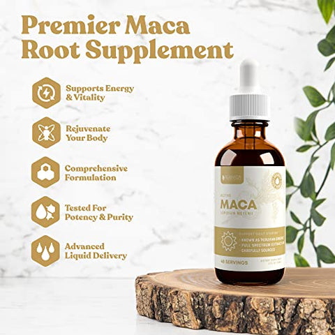 Active Maca – Extrato Avançado de Raiz de Maca – Ginseng Peruano – Entrega Líquida para Melhor Absorção – Suporta Energia - Rejuvica Health