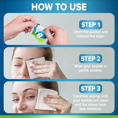 Lenços de Limpeza para Pálpebras 160 Unidades, Lenços Individuais para Limpeza das Pálpebras, Lenços Hidratantes para Olhos Irritados, Coceira e Secos, Lenços Hipoalergênicos para Limpeza dos Olhos - JJ CARE