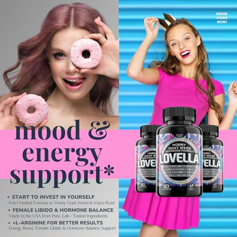 HERBAL HOT - Hornygoatweed Women – Impulsionador de Libido para Mulheres, Humor, Energia
