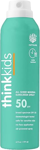 Protetor Solar Infantil Thinksport Spray, FPS 50 Mineral Transparente, 177 ml, Resistente à Água