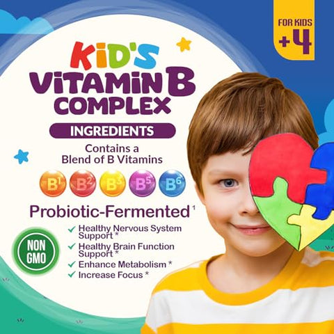 Generic - Autistic UpBeat: Complexo de Vitamina B para Crianças | Gotas Amigáveis para Crianças | Sem Sabor | B1, B2, B3, B6, B7, B9 | 60ml