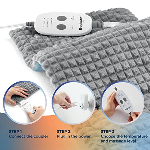 Aquecedor de Costas Bedsure para Pescoço e Ombros, Almofada Ponderada com Massagem e Vibração, Almofada Elétrica com 3 Níveis de Aquecimento