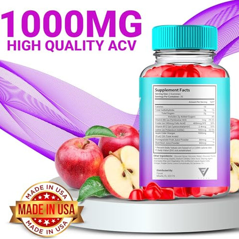 Fyvus - (3 Pacotes) Gomas Keto ACV Fórmula Avançada de Suporte, ACV Keto 1000MG Vinagre de Maçã Keto Suplemento Multivitamínico Vitamina B12 B6 para Mulheres Homens Digestão Energia e Bem-Estar