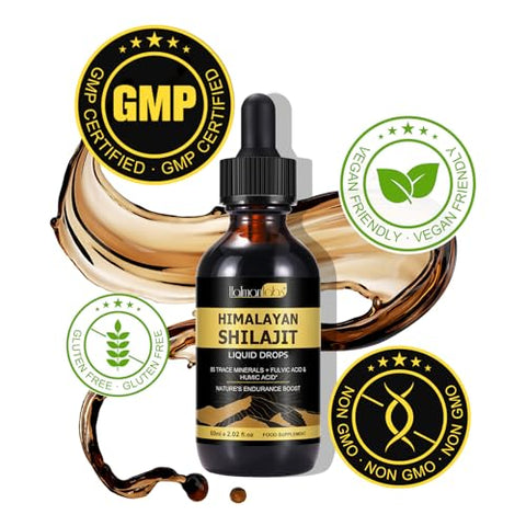MXCZBSM - Shilajit Puro Himalaia Resina Orgânica Gotas, Líquido de Resina de Shilajit Puro Himalaia Suplemento em Ouro, Gotas Orgânicas de Shilajit Rico em 85 Minerais Traços, para Homens