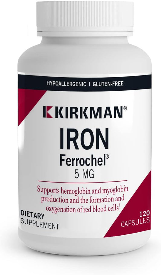 Ferrochel 5mg – 120 cápsulas – Auxilia a Hemoglobina - Kirkman