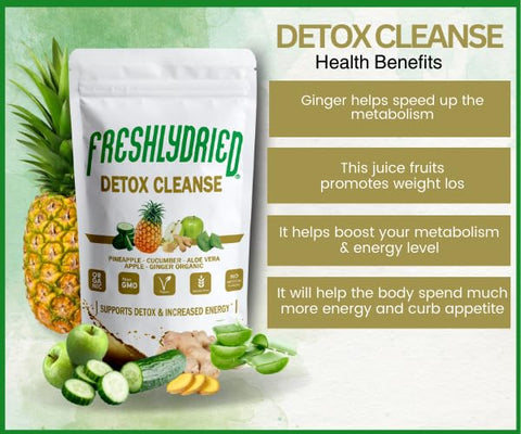 Detox Cleanse Mix em Pó Freshlydried Pure – 6 Onças, Melhor Superfood para Limpar o Corpo – Rico em Vitaminas e Minerais
