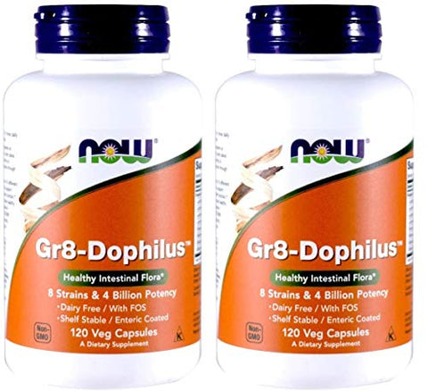 NOW Foods - Now Foods: Gr8-Dophilus Flora Intestinal Saudável, 120 cápsulas vegetais (2 Pacotes)