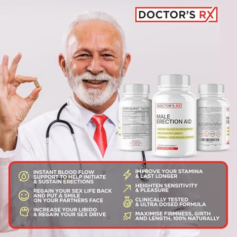 EPN Supplements - Pílulas Doctor’s RX para Homens – Ação Rápida para Disfunção Erétil | Suporte #1 para Aumento Masculino | Fluxo Sanguíneo Extremo para Fortalecer