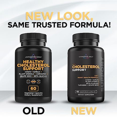 Support – Suplemento para Saúde com Beta Glucanos, Esterois de Pinho, CoQ10 e Raiz de Alho – LDL | 60 cápsulas | Marca Livingood - Livingood Daily