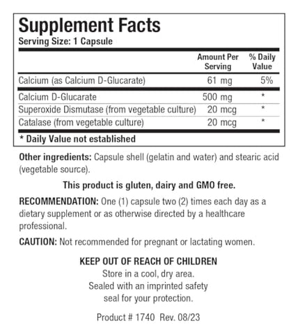 Ca D Glucarate – Desintoxicação do Fígado, Elimina Toxinas, Fortalece os Ossos, Saúde Hormonal, Saúde Cardíaca, Composição Corporal Saudável, Cultura de Vegetais Orgânicos Crus 120g - Biotics Research