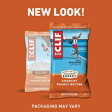 Clif Bar - Barras de Energia CLIF – Amendoim Crocante – Feitas com Aveia Orgânica – Alimento à Base de Plantas – Vegetariano – Kosher (Barras de Proteína de 2,4 Ounces, 24 Unidades) Embalagem Pode Variar
