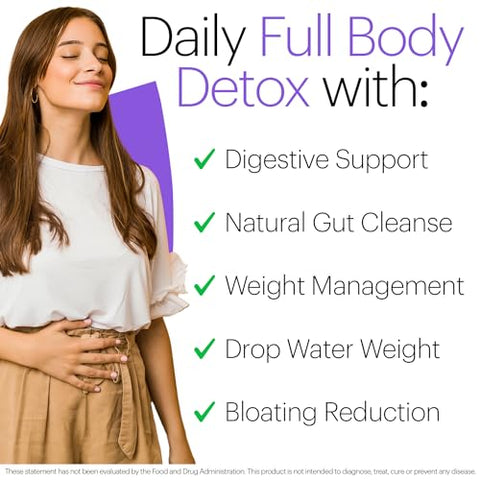 Full Body Detox e Suporte Imunológico – Saúde Digestiva Avançada, Limpeza Intestinal e Alívio de Inchaço – Fórmula Natural com Cardo de Leite, Extrato de Dente-de-leão e - Wellthy