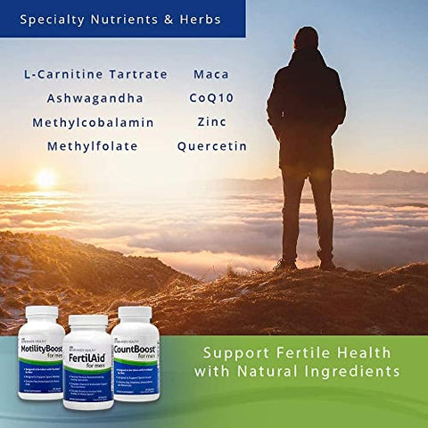 FertilAid for Men, MotilityBoost e Countboost Combo | Suplementos de Fertilidade para Homens | Suplemento de Fertilidade Masculina com Vitamina de Concepção e Suporte à Fertilidade - Fairhaven Health