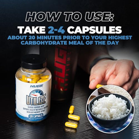 Huge Supplements - GDA: Agente de Disposição de Glicose, Bloqueador de Carboidratos – Potencialize sua Saúde