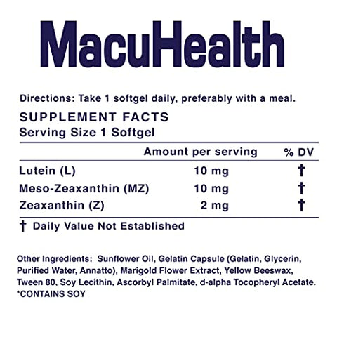 Fórmula Triplo Carotenoide – Vitaminas para os Olhos de Adultos – 90 Softgels, 3 Meses de Suprimento - Macuhealth