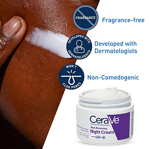 Creme Noturno Renovador da Pele | Niacinamida, Complexo de Peptídeos e Hidratante de Ácido Hialurônico para o Rosto | 50 ml, Embalagem pode Variar - CeraVe