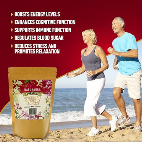 NATURAURA - Fatias de Ginseng Americano Premium – Energia Natural – 100g