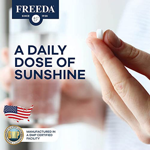 Vitamina D2 2000 UI – Certificado Kosher – Alta Potência Ergocalciferol D2 – Vitamina D Vegana 2000 UI para Adultos – Vitamina D Vegetariana 2000 Unidades – FREEDA - FREEDA
