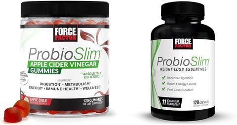 ProbioSlim Gomas de Vinagre de Maçã com Probióticos LactoSpore, 120 Unidades – 100% Natural e Eficaz - Force Factor