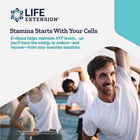D-Ribose Tablets – Suplemento RIBOSE para Saúde Cardíaca, Energia Celular e Recuperação de Exercícios – Sem Glúten, Não-OGM, Vegetariano – 100 Comprimidos - Life Extension