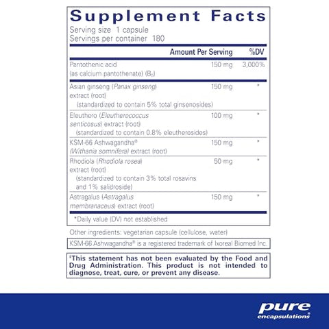 Phyto-ADR | Fórmula Vegetariana de Suporte Adrenal | 180 Cápsulas - Pure Encapsulations