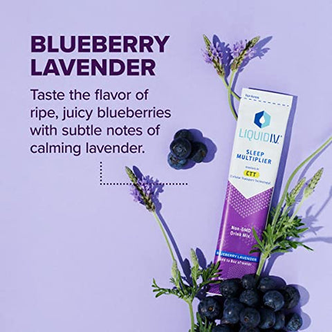 Hydration Multiplier® Sleep – Blueberry Lavender – Pó para Bebida de Reposição de Eletrólitos | Embalagem com Sachês de Dose Única | Não-OGM | 1 Pacote (10 Porções) - Liquid I.V.