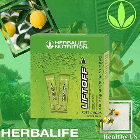 Nutrition LIFTOFF Energy Stick Packs – Limão-Lima Explosão – Bebida Instantânea para Energia Natural, Clareza Mental e Concentração – 30 Unidades (30 Pacotes), Verde - Herbalife