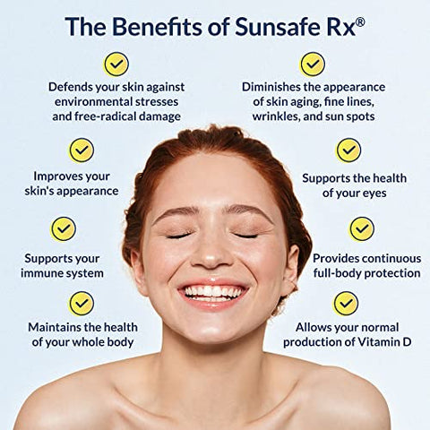 Sunsafe Rx - Suplemento Anti Aging: Pílulas Naturais de Proteção da Pele com Antioxidantes para uma Aparência Jovem
