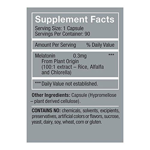 Herbatonin - 0.3mg – Phyto-Melatonina Natural (Melatonina Vegetal) – 90 Cápsulas Veganas (Fornecimento de 90 Dias) Baixa Dose, Auxílio Natural para o Sono e Suporte ao Ritmo Circadiano