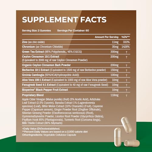 Generic - Berberine 5X com Canela do Ceilão 1500mg: Melão Amargo, Extrato de Chá Verde e Cromo