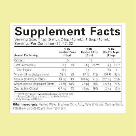 Suplemento de Cálcio Líquido para Crianças com Magnésio, Zinco e Vitamina D3 – Sabor Laranja, 473 ml (1 Pacote) - CHILDLIFE ESSENTIALS