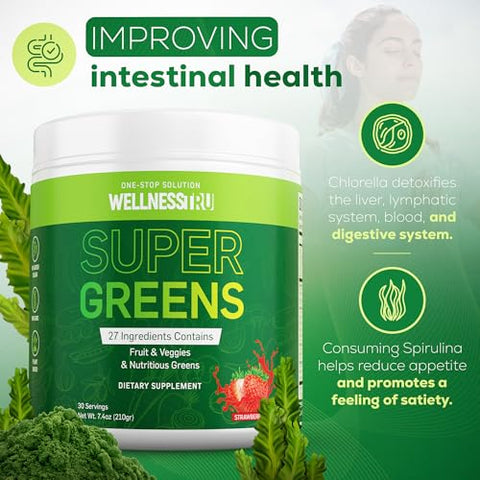 Wellness Tru - Pó Verde Superfood – Suporte Digestivo com Spirulina e Chlorella | Marca: Digestive Support | 100g